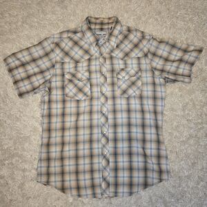 Wrangler Casual Tan and Blue Button Down Shirt